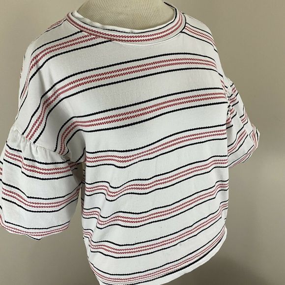 Code X Mode Striped Crop Balloon Sleeve Top Small - Picture 5 of 12